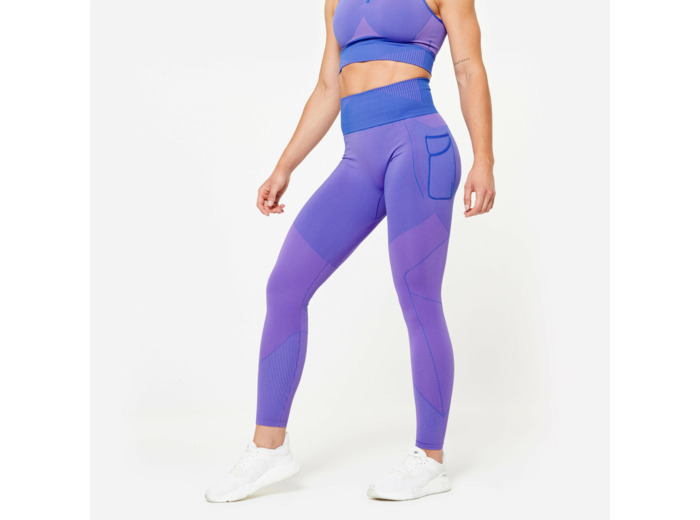 Legging seamless femme - bleu et rose