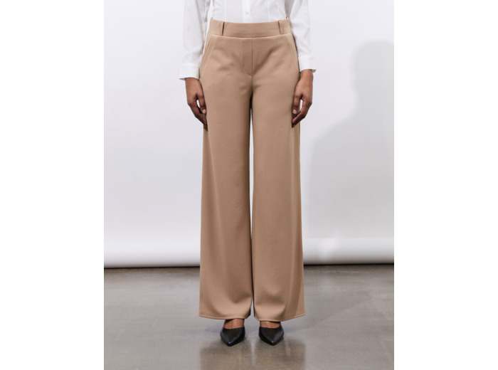 Pantalon long large uni BEIGE Femme