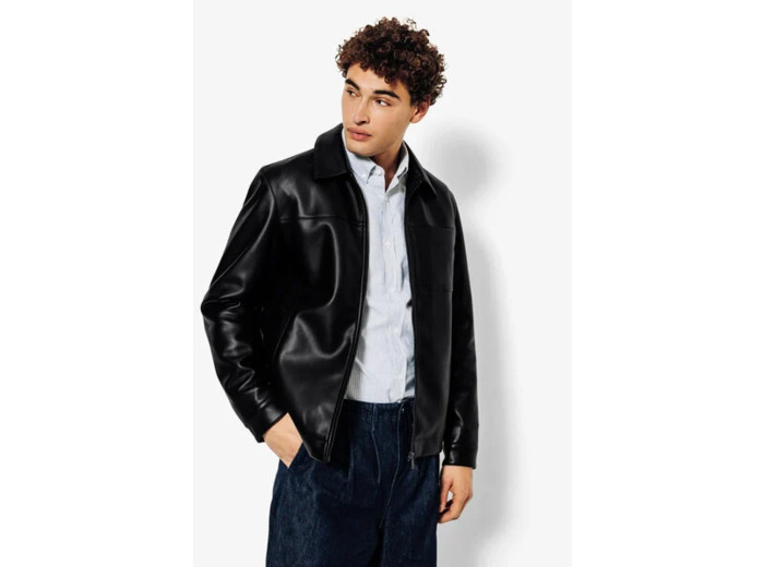 Veste mi-saison col chemise - Noir