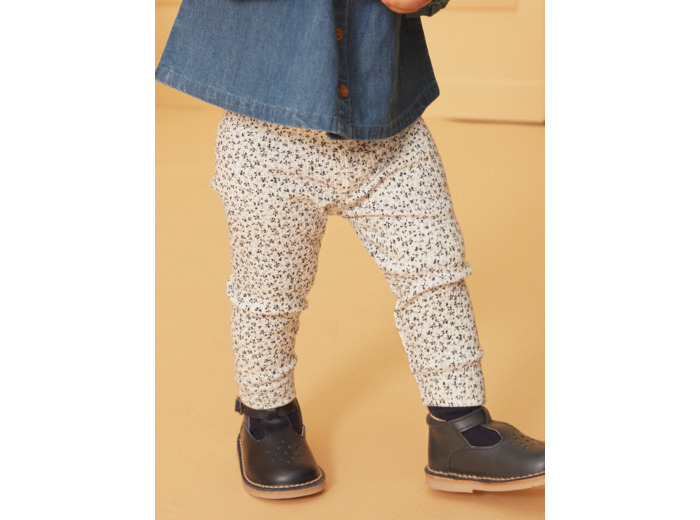 Legging écru à imprimé fleuri