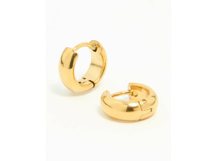 Waterproof Gold Plated Stainless Steel Chubby Huggie Earrings