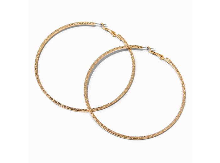 Créoles 80 mm peau de serpent texturées couleur dorée