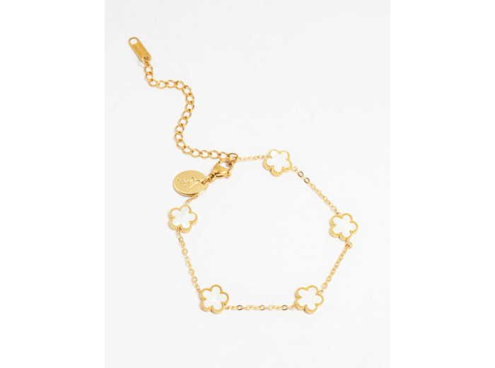 Waterproof Gold Plated Stainless Steel Flower Station Bracelet