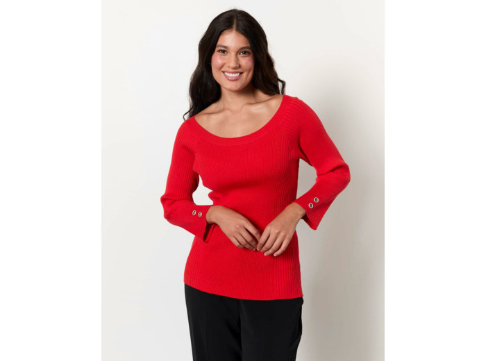 Pull fin uni ORANGE Femme