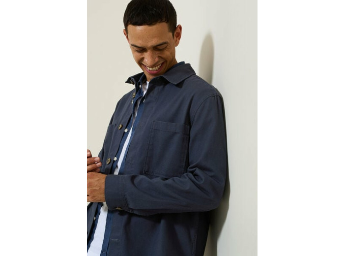 Surchemise en coton col chemise - Bleu foncé