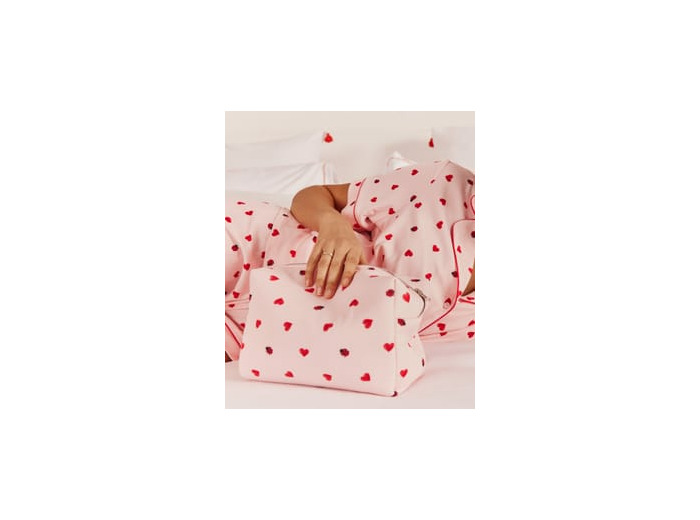 Trousse en jersey à motifs coeurs et coccinelles