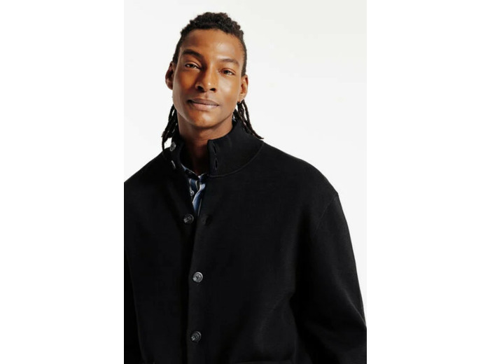 Gilet boutonné col montant - Noir