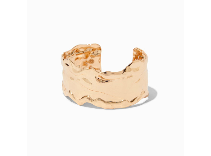 Bracelet manchette texturé couleur dorée