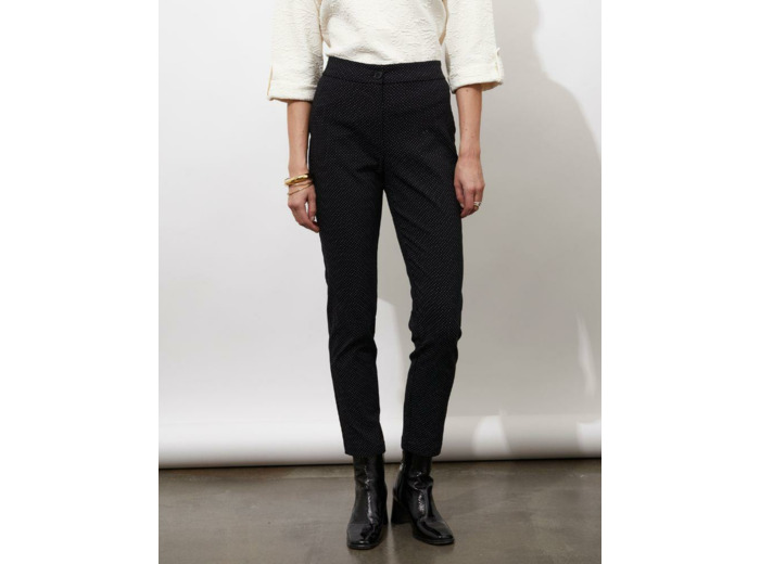 Pantalon 7/8 cigarette à pois NOIR Femme