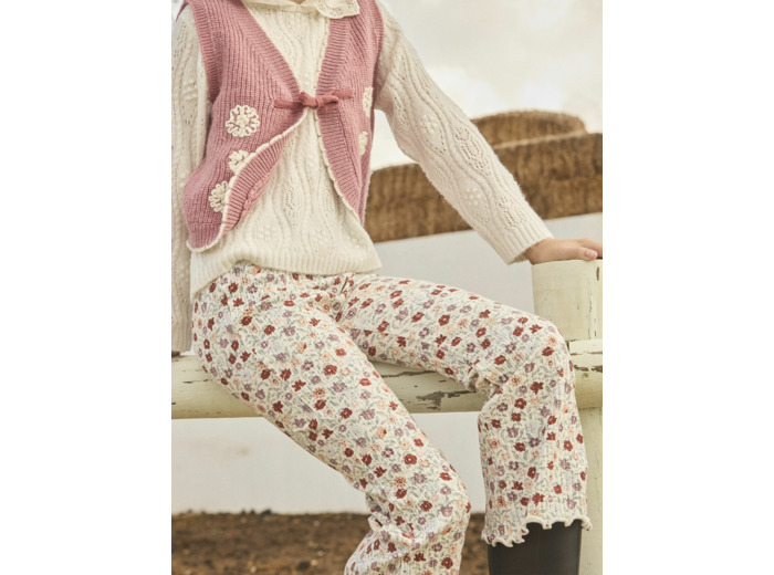 Legging évasé à fleurs