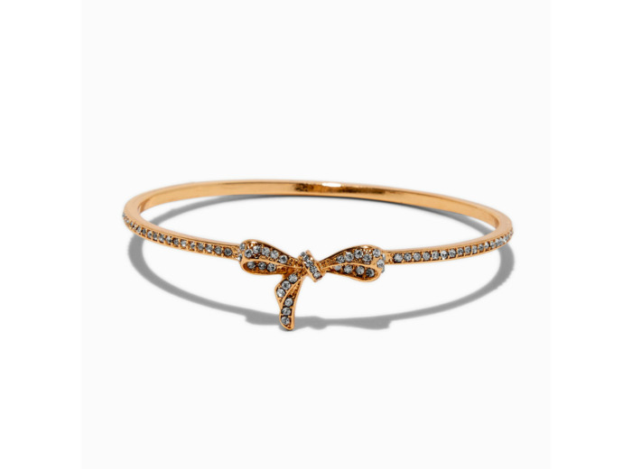 Bracelet fin bangle nœud zircon cubique couleur dorée