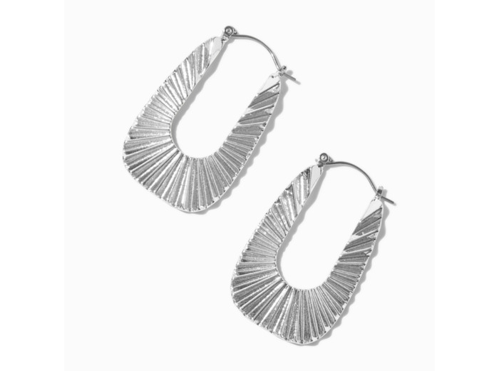 Créoles 40 mm carrées texturées couleur argentée