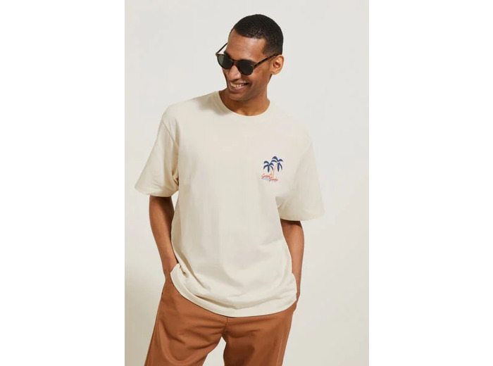 Tee shirt col rond imprimé - Blanc