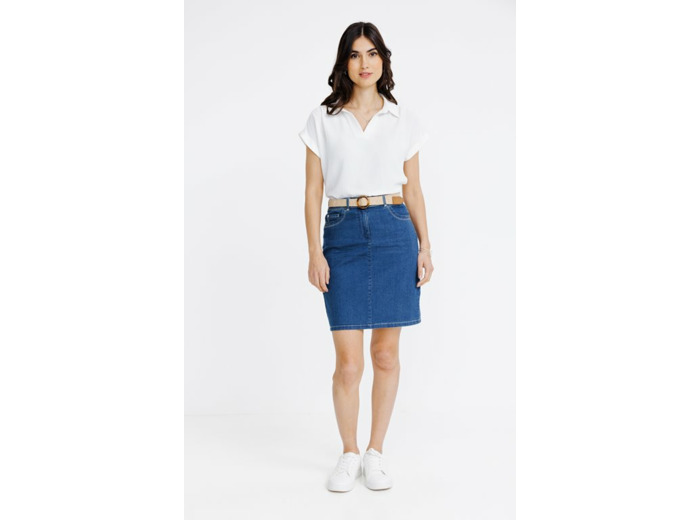 Jupe en denim genoux et ceinture