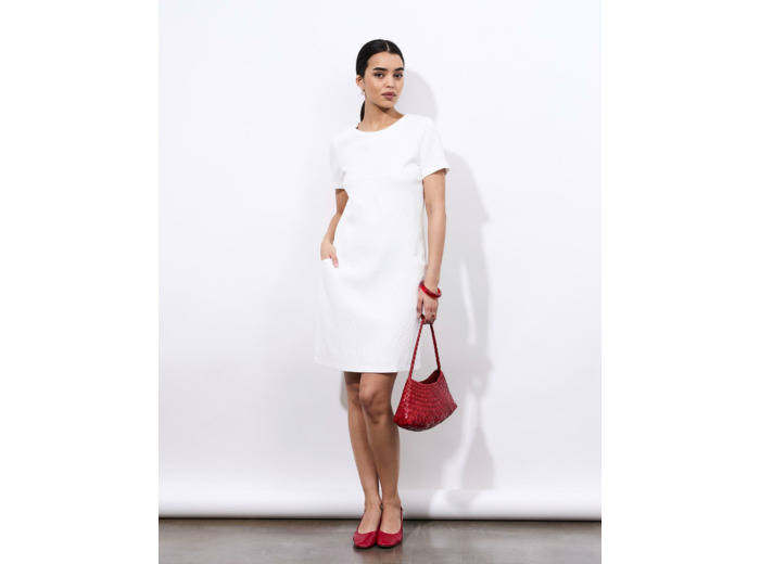 Robe midi jacquard BLANC