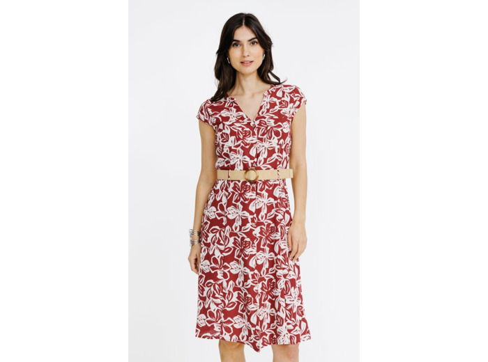 Robe chemise avec ceinture rafia