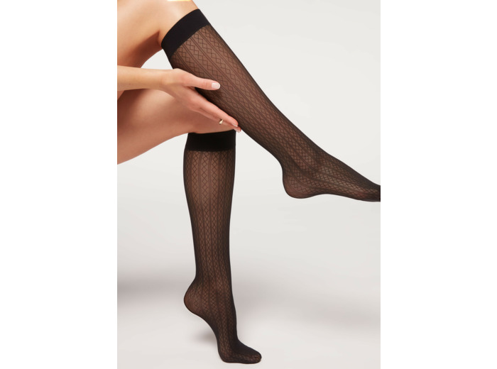 Bas motif romantique losanges