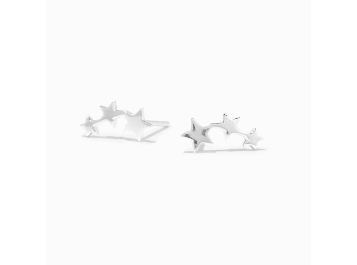 Clous d'oreilles étoiles de tailles différentes en argent