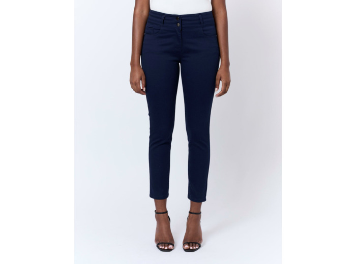 Pantalon 7/8 slim uni MARINE Femme