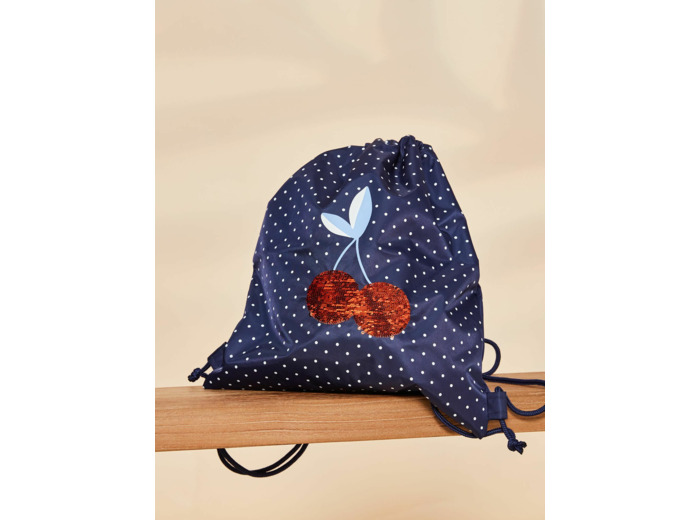 Sac à dos bleu marine à pois blancs