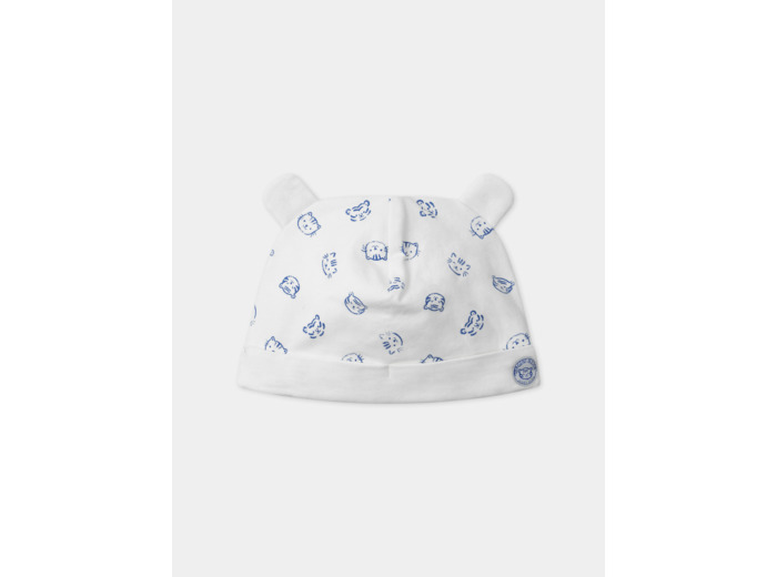 Bonnet jersey écru imprimé fleur