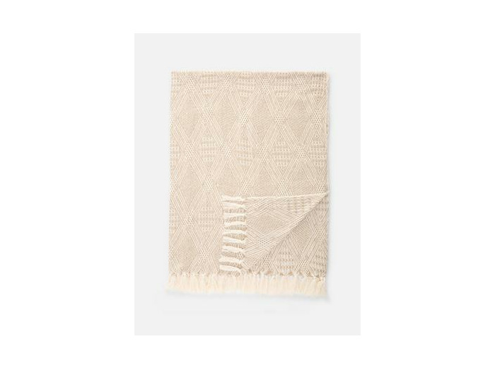 Couverture à motif géométrique et pampilles