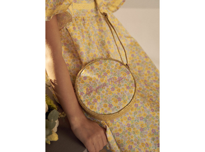 Sac doré pailleté à fleurs