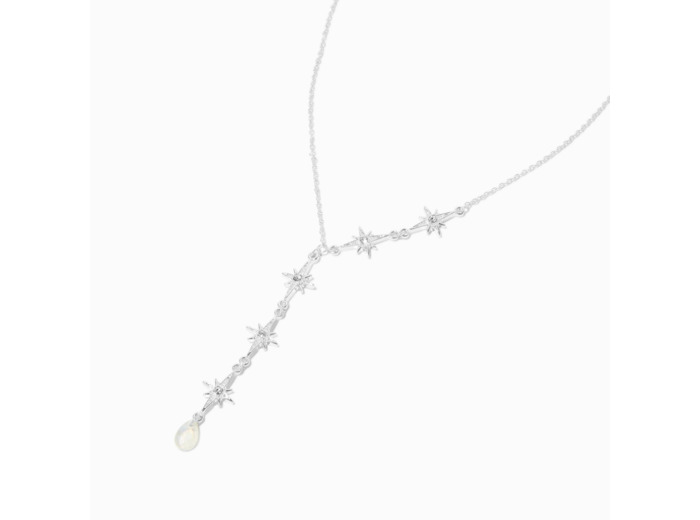 Collier en Y étoile asymétrique couleur argentée