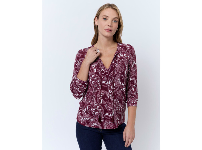 Top manches longues imprimé ROUGE Femme