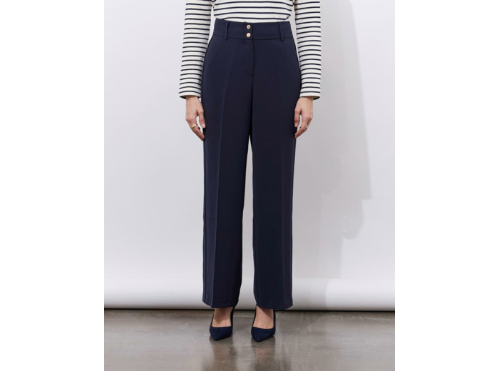 Pantalon long large uni MARINE Femme