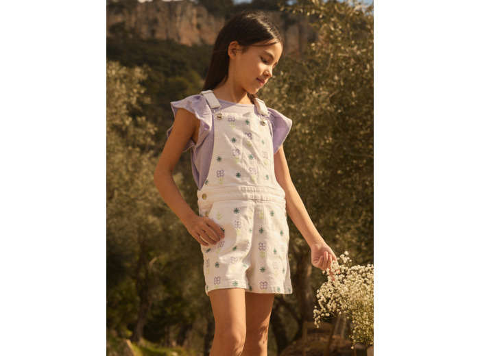 Salopette courte brodée