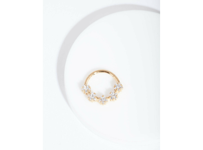 Gold Cubic Zirconia Star Clicker Earring