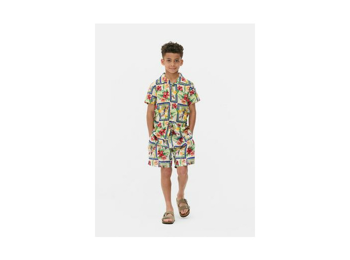 Short de bain carte postale tropicale ado garçon