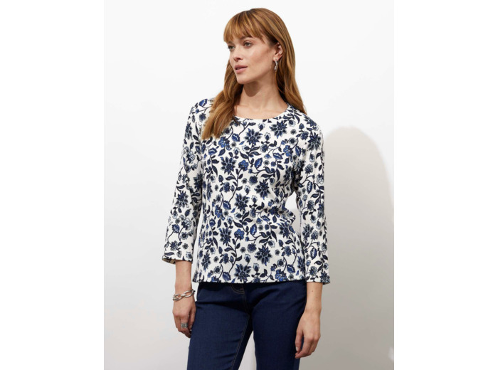 Top manches 3/4 imprimé MARINE Femme