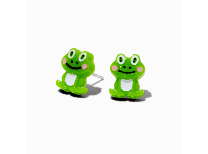 Clous d'oreilles grenouille couleur argentée