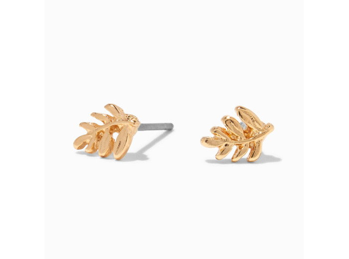 Clous d’oreilles feuilles couleur dorée