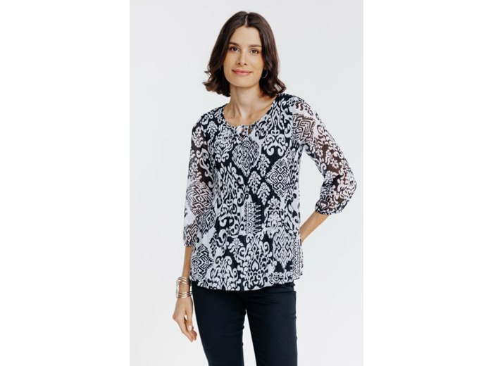 Tunique Plissée Imprimé Ikat