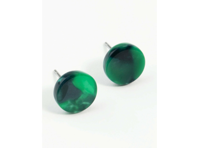 Green Resin Mini Circle Stud Earrings