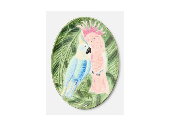 Assiette ovale à motif cacatoès