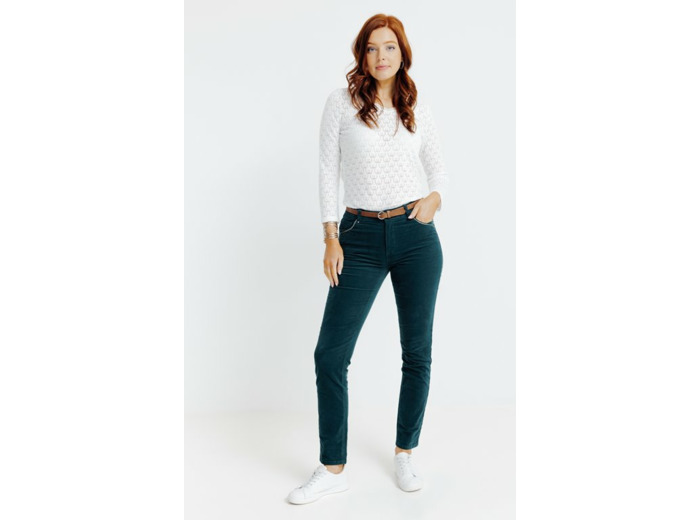 Pantalon Velours Clouté Avec Ceinture