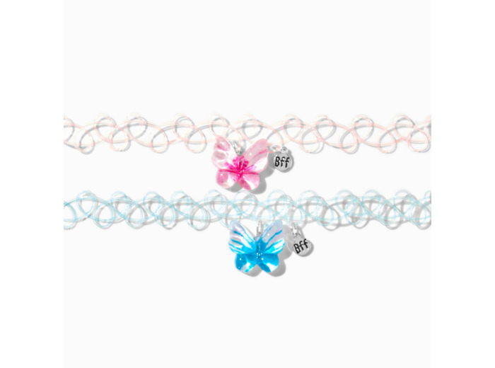 Ras-de-cou effet tatouage papillon best friends - Lot de 2