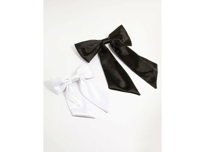Black & White Fabric Classic Bow Hair Clips 2-Pack