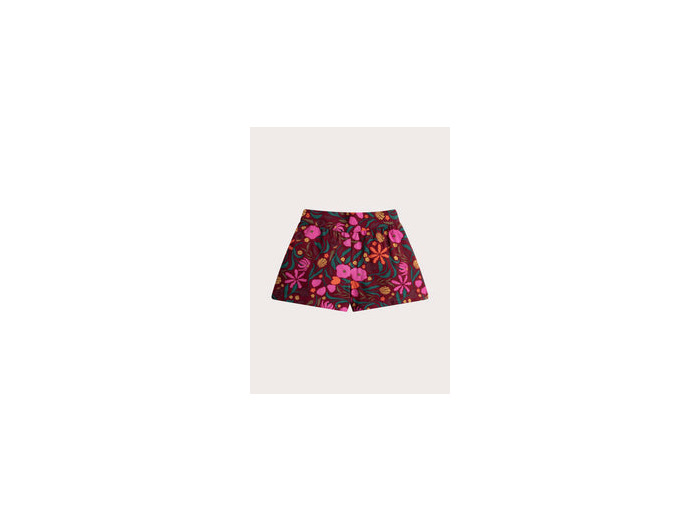 Short rouge imprimé fleuri pour fille