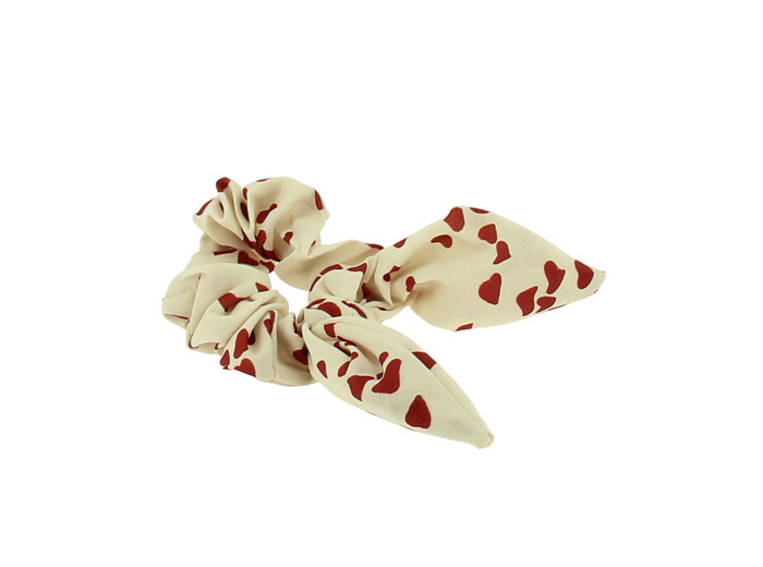 Chouchou beige imprimé cœur