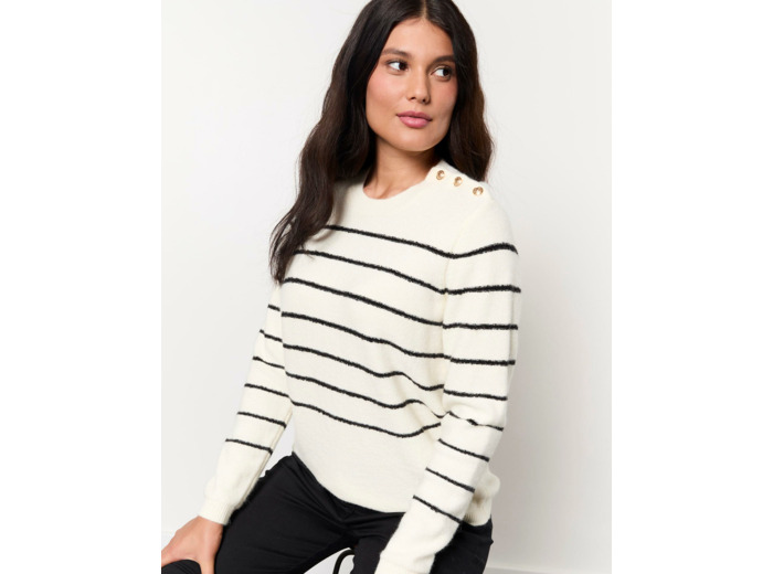 Pull marinière rayé BLANC Femme