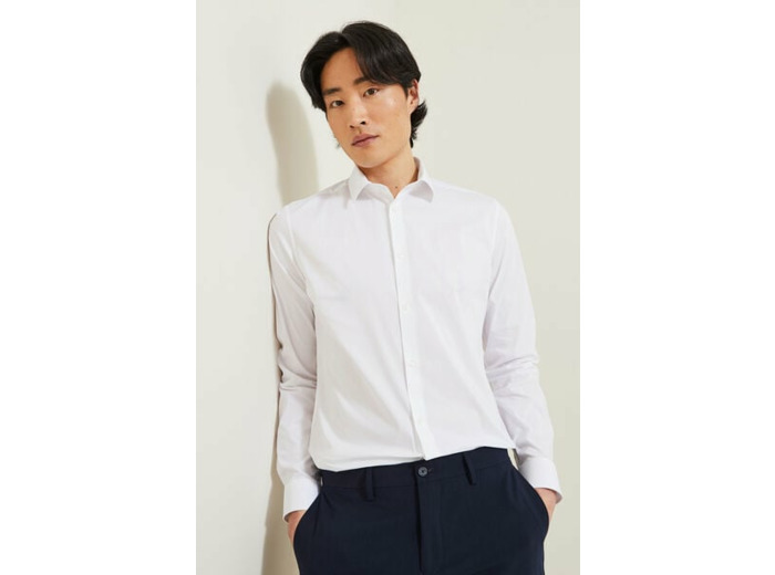 Chemise slim unie - Blanc