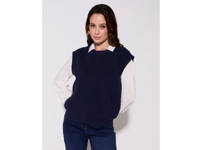 Pull épais uni MARINE Femme