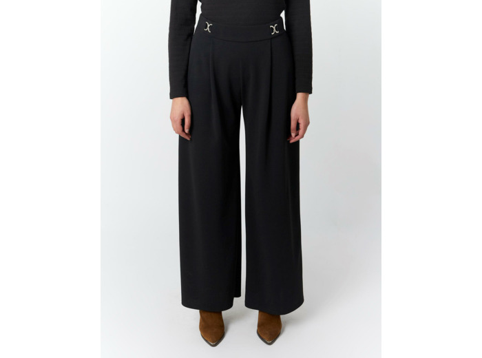 Pantalon long large uni NOIR Femme