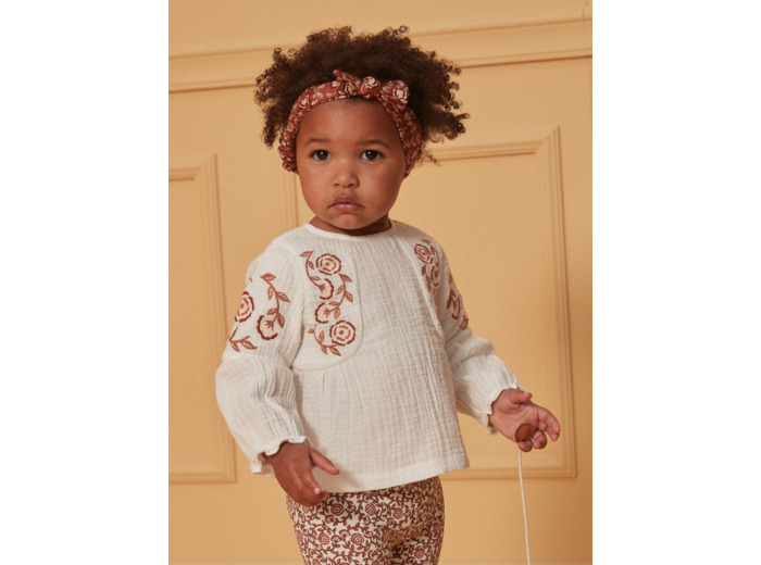 Chemisier broderie fleurs