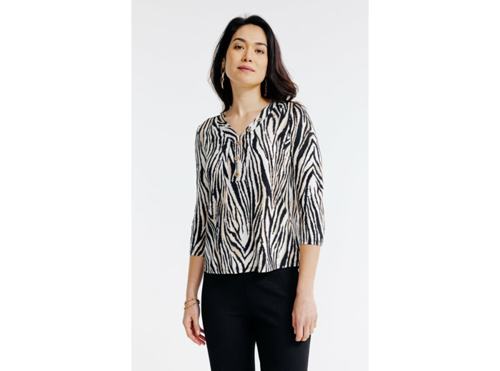 Tee-shirt imprimé zèbre manches 3/4